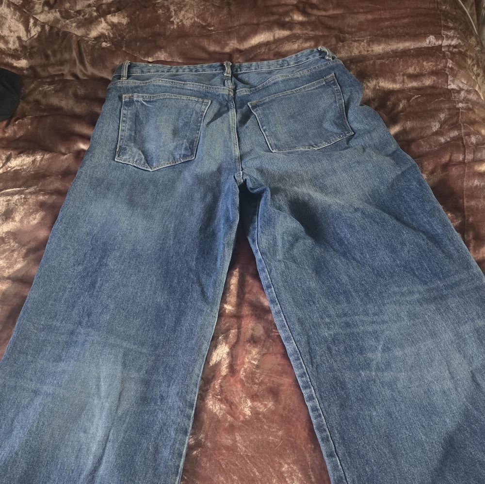 Zara Women's Baggy Folded Blue Jeans